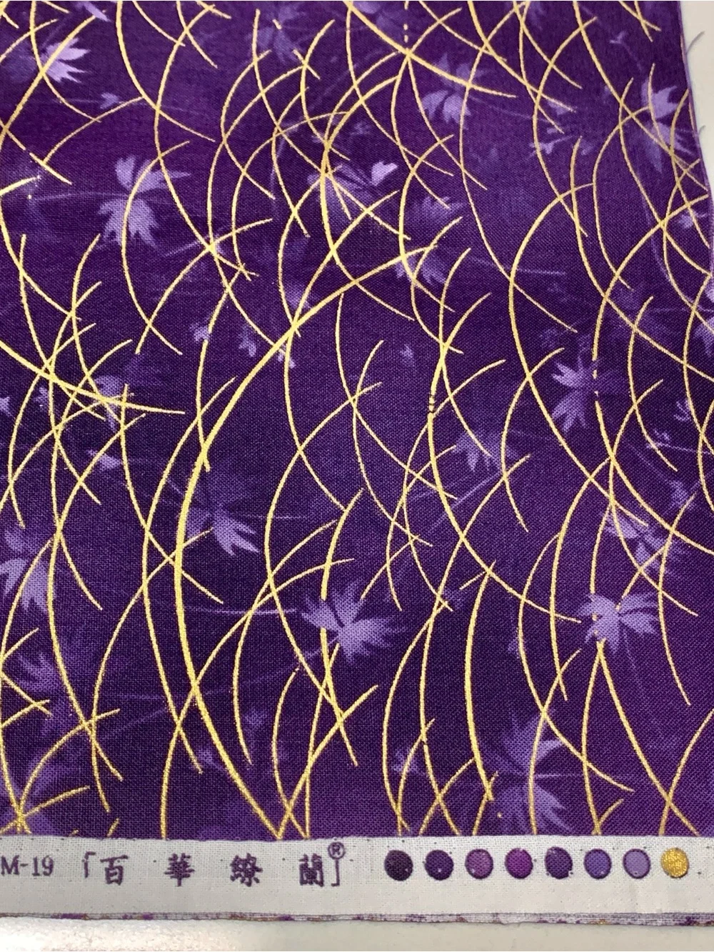 Quilt Gate Japanese Quilting Cotton Fabric Purple Gold Grass Reeds 7/8 Yard